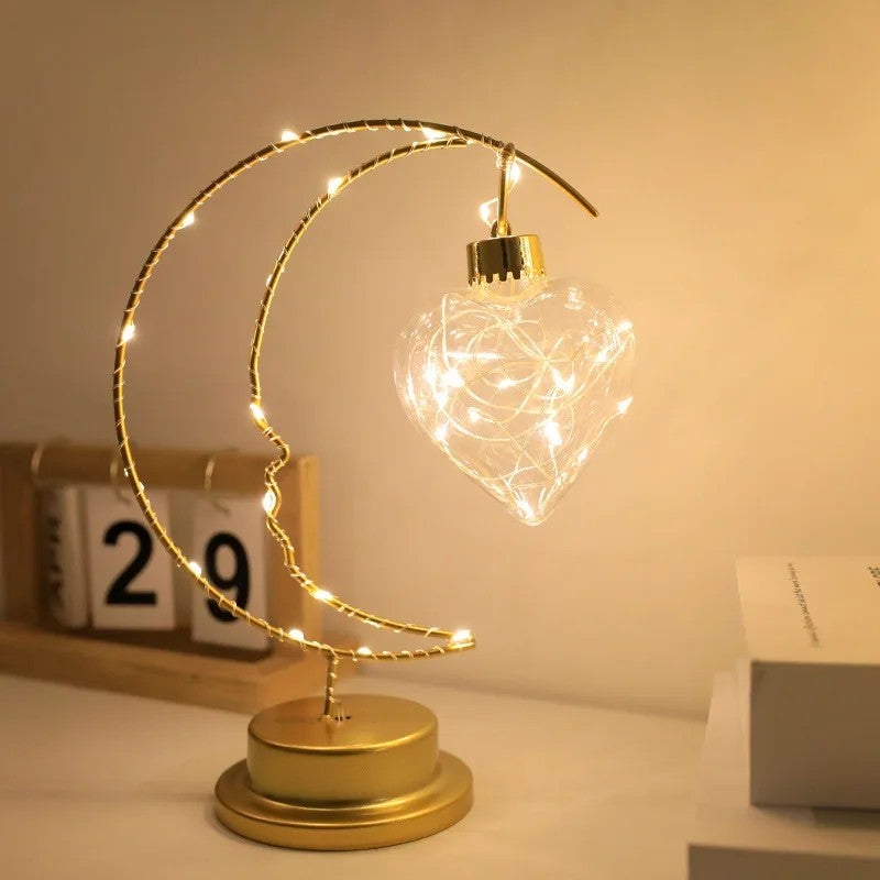 Bluejw Cross-Border LED Moon Star Night Light, Battery Operated Iron Decorative Night Lights for Christmas Home Interior - Image 5